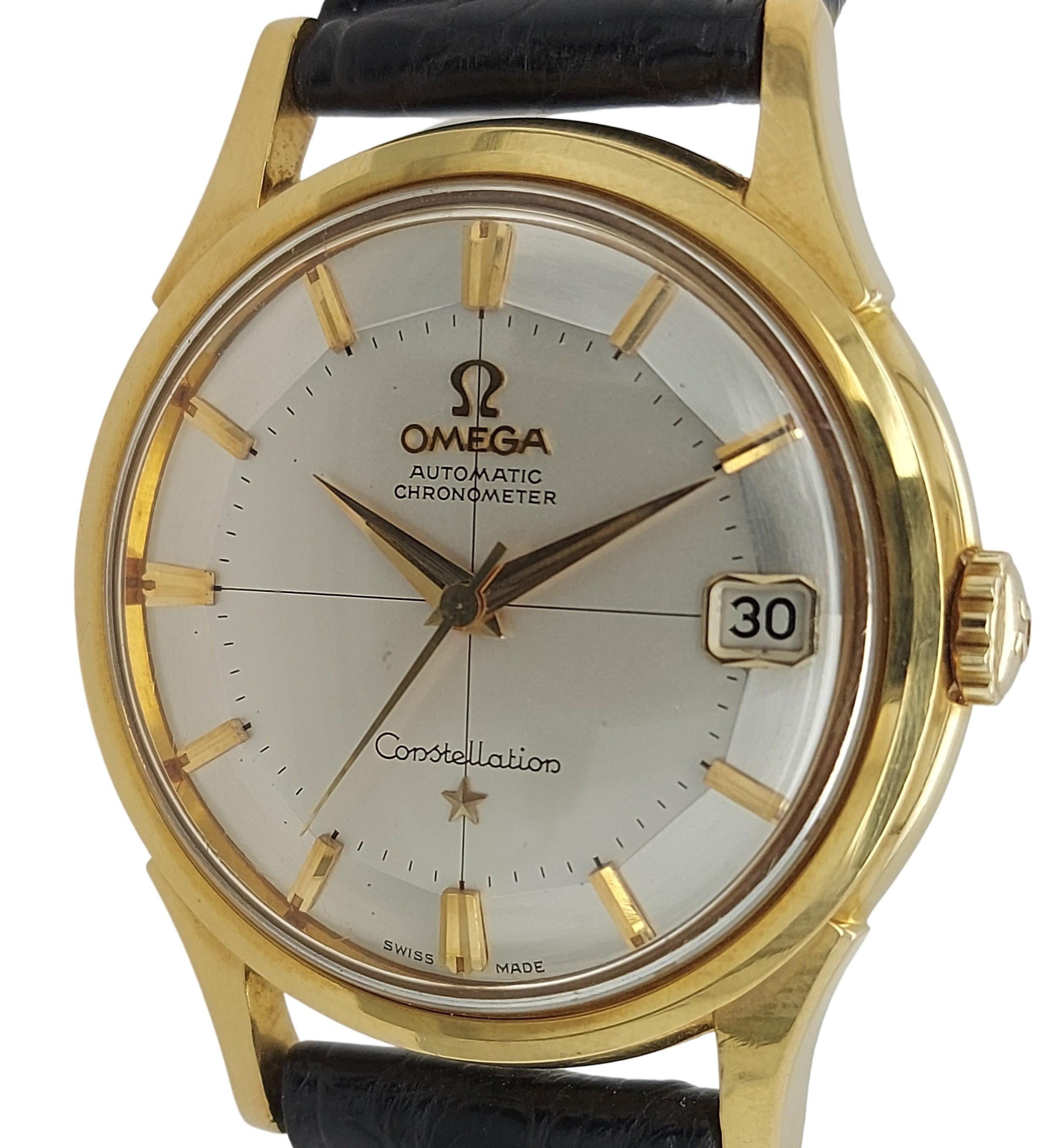 18kt Yellow Gold Omega Constellation Chronometer, Pie Pan Dial Watch 14393/4 SC 8