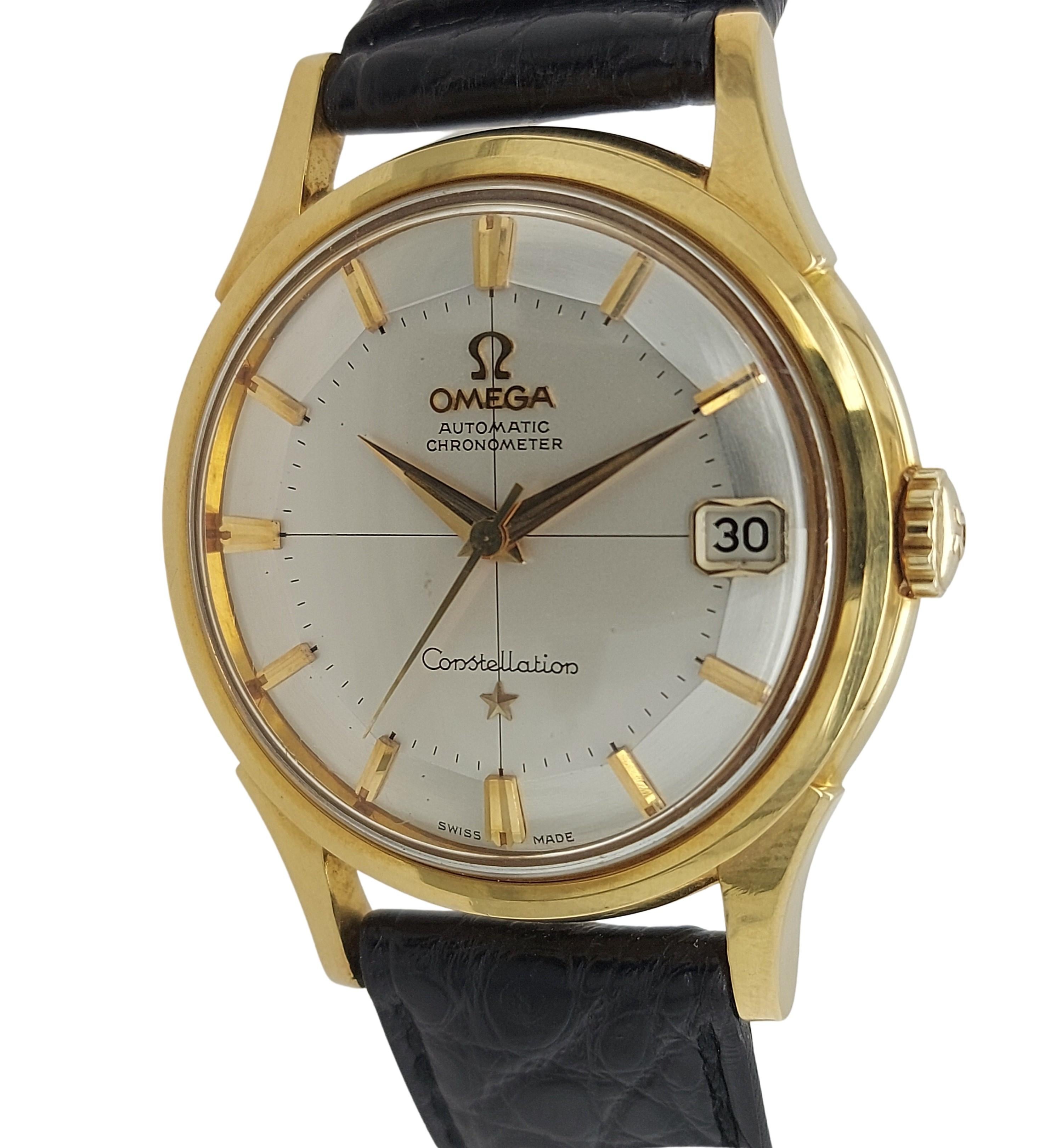 18 Karat Gelbgold Omega Constellation Chronometer, Pie Pan Zifferblatt 14393/4 SC für Damen oder Herren