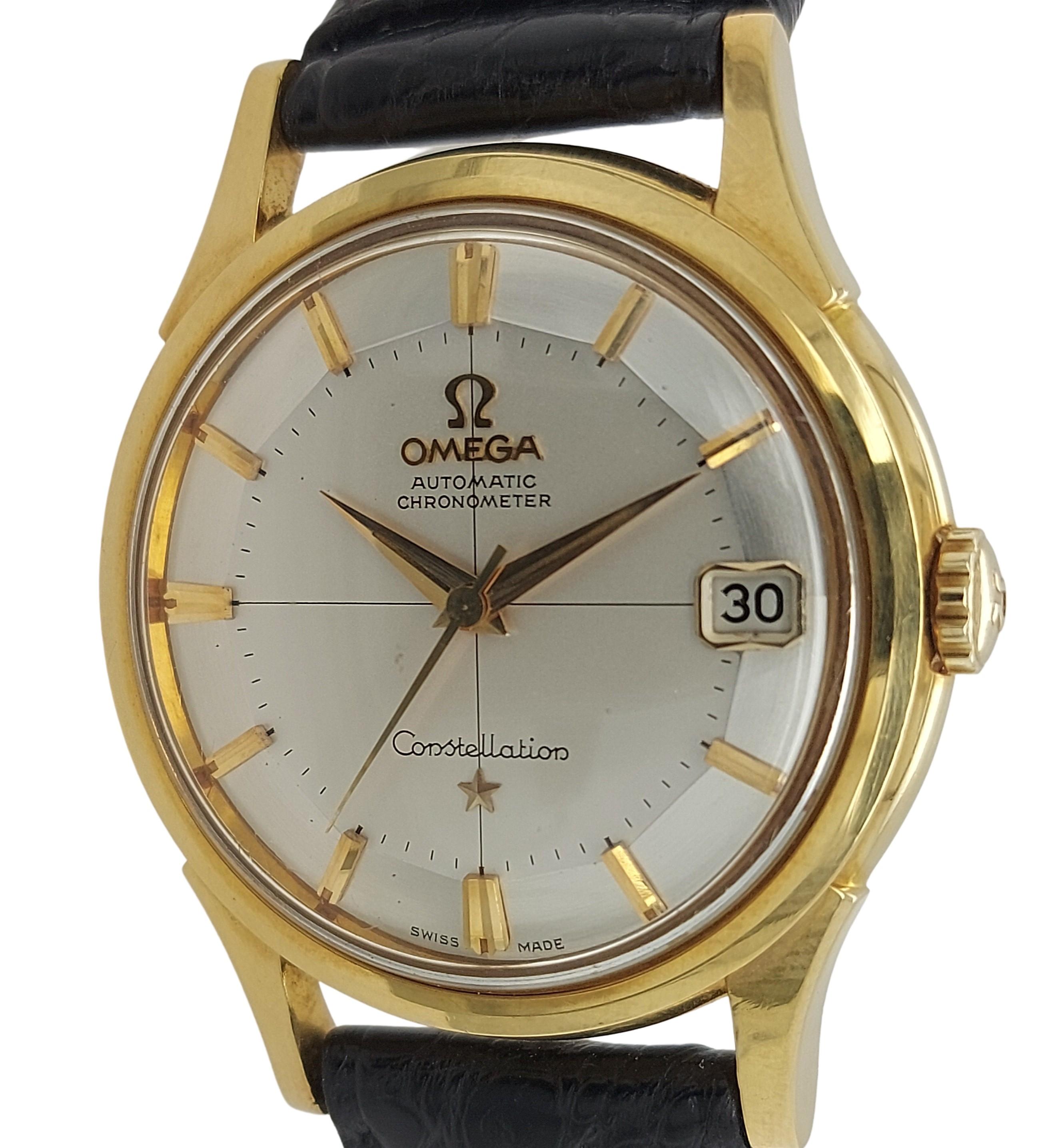 Artisan 18kt Yellow Gold Omega Constellation Chronometer, Pie Pan Dial Watch 14393/4 SC