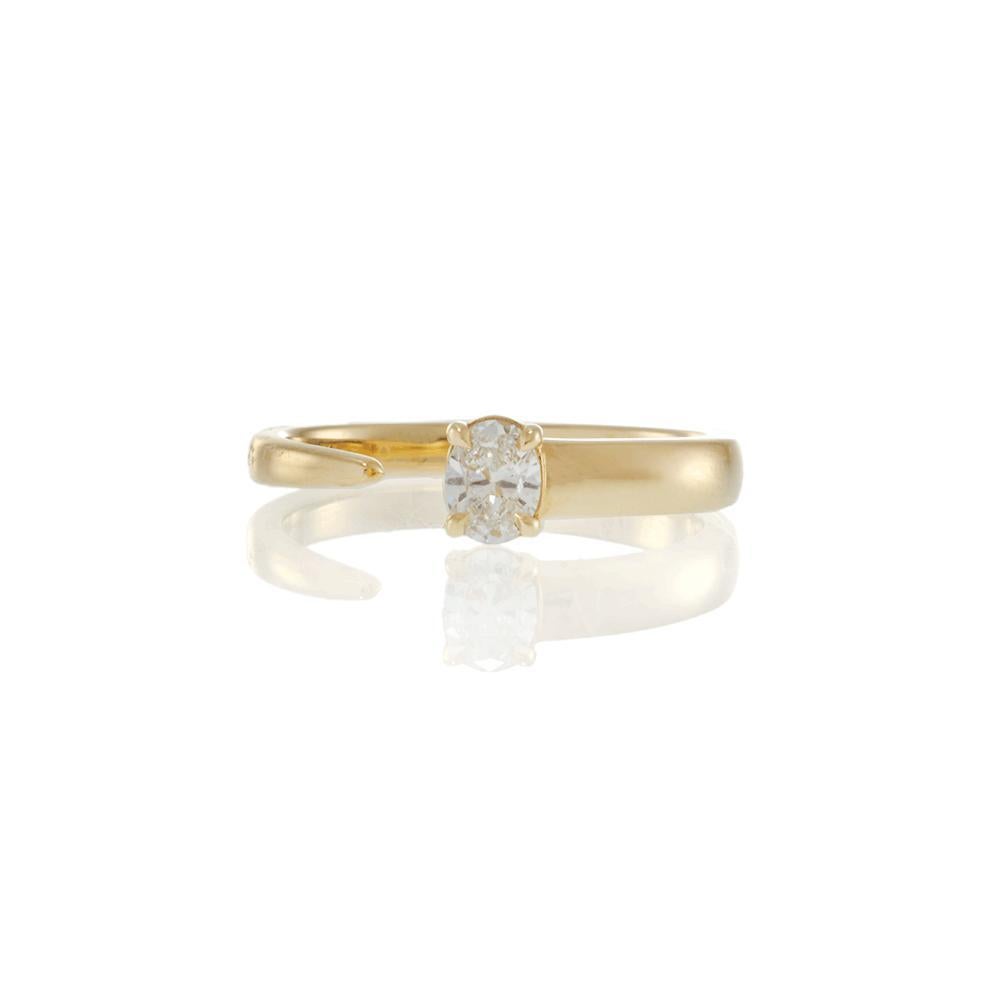 Bague en or jaune 18KT pour doigt ouvert avec diamant ovale Neuf - En vente à New York, NY