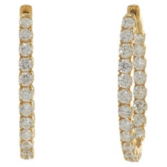 18KT Yellow Gold Oval Inside-Out Diamond Hoop Earrings – 3.34CT-TW