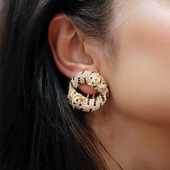 18kt yellow Gold Panthere Earrings with 10.86 CTW in White & Black Diamonds