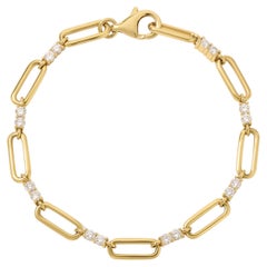 Bracelet en or jaune 18kt avec trombones et diamants