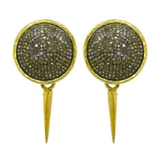 18kt Yellow Gold Pave Diamond Dangle Earrings with Removable Dagger