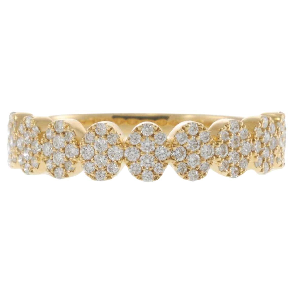 18KT Yellow Gold Pave Diamond Ovals Design Ring For Sale