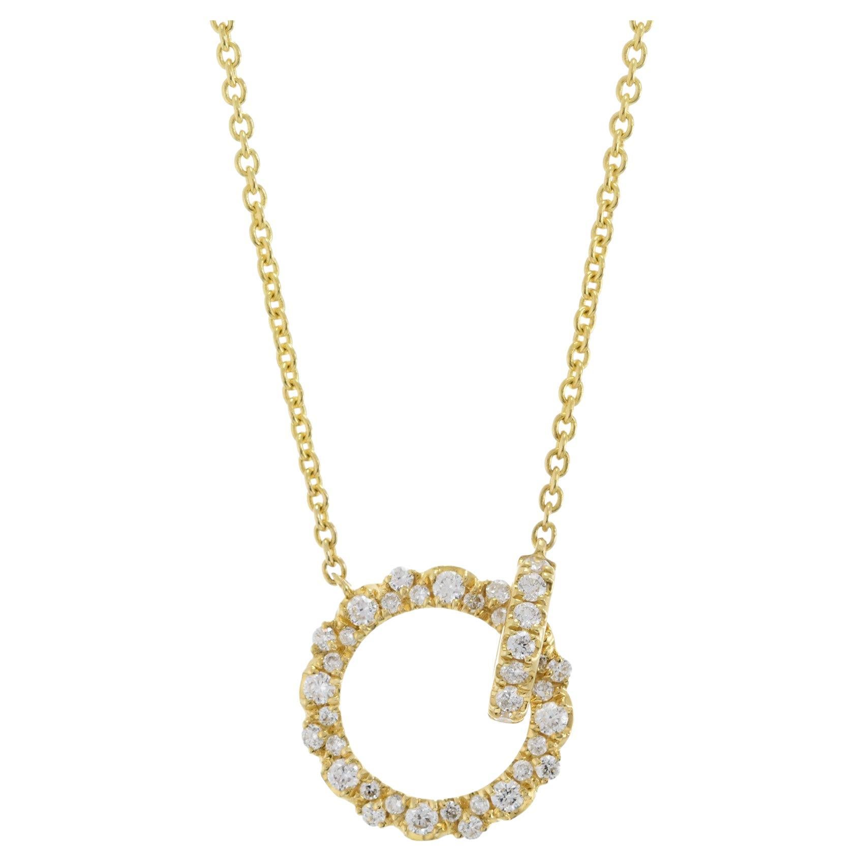18KT Yellow Gold Pendant Eternity Diamond Circle With Diamond Lock Pendant
