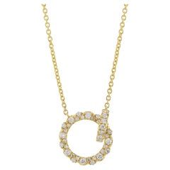 18KT Yellow Gold Pendant Eternity Diamond Circle With Diamond Lock Pendant