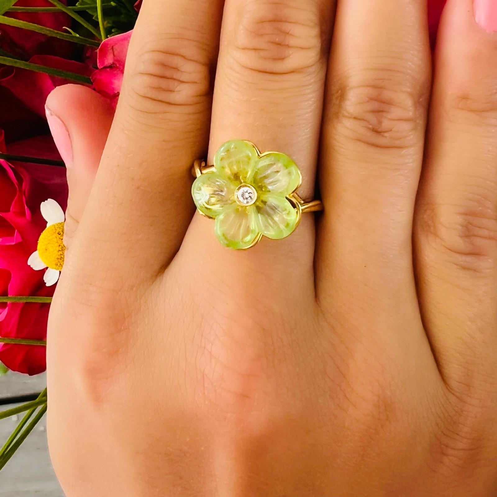 18kt Yellow Gold Peridot Diamond Ring by Ferragamo 1