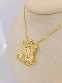 18 Karat Gold Petite Purse Pendant w/1.54ct Diamonds & 1.50ct Yellow Sapphire
