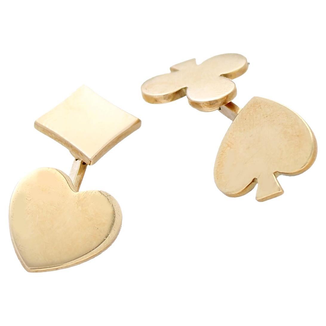 18 Karat Yellow Gold Poker Cufflinks