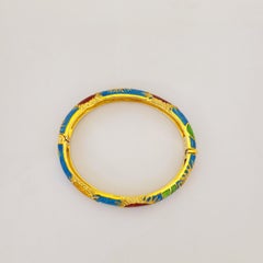 Pulsera de oro amarillo de 18 quilates y girasoles rojos, amarillos, azules y esmaltados