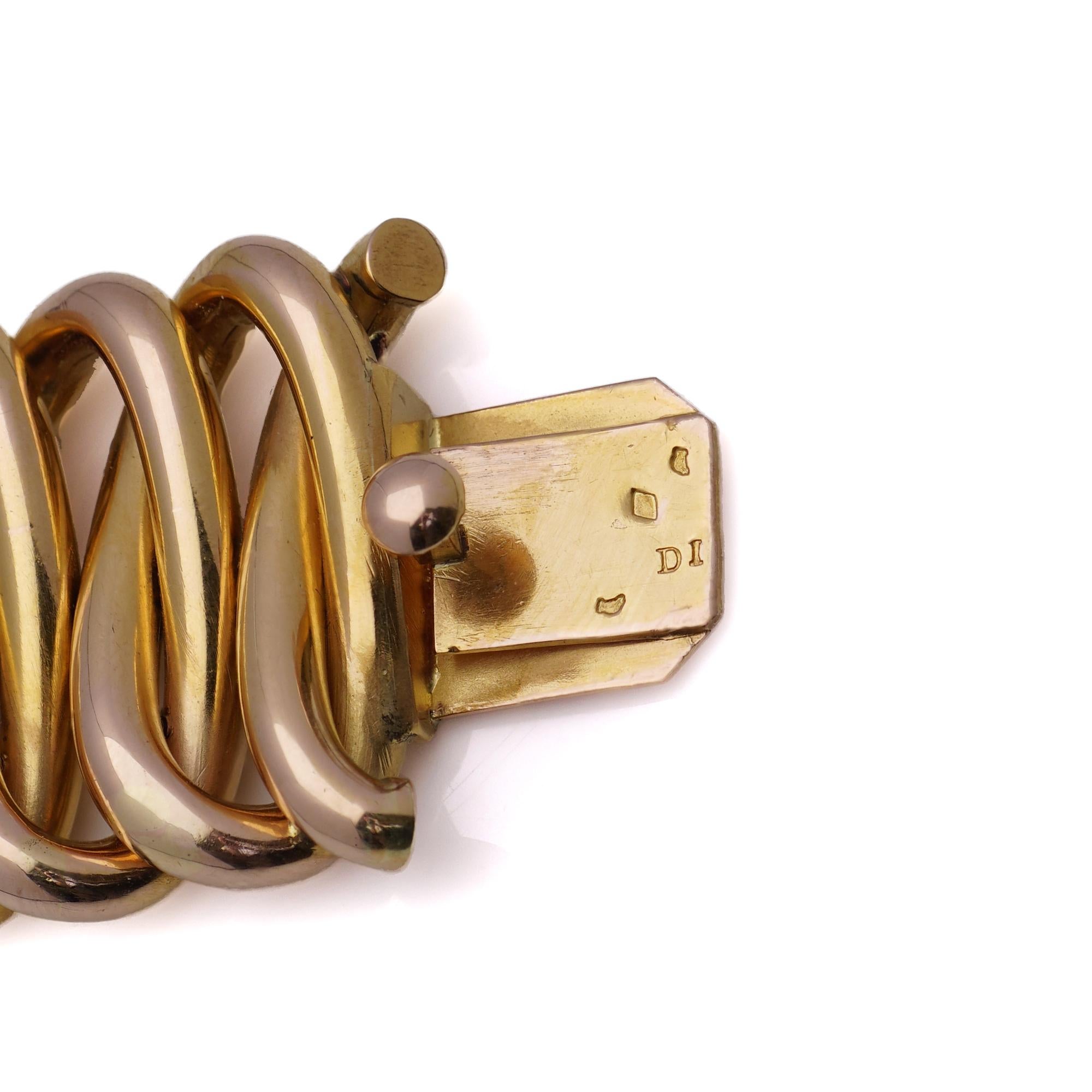 18kt yellow gold Retro Gold Woven Design Bracelet For Sale 1