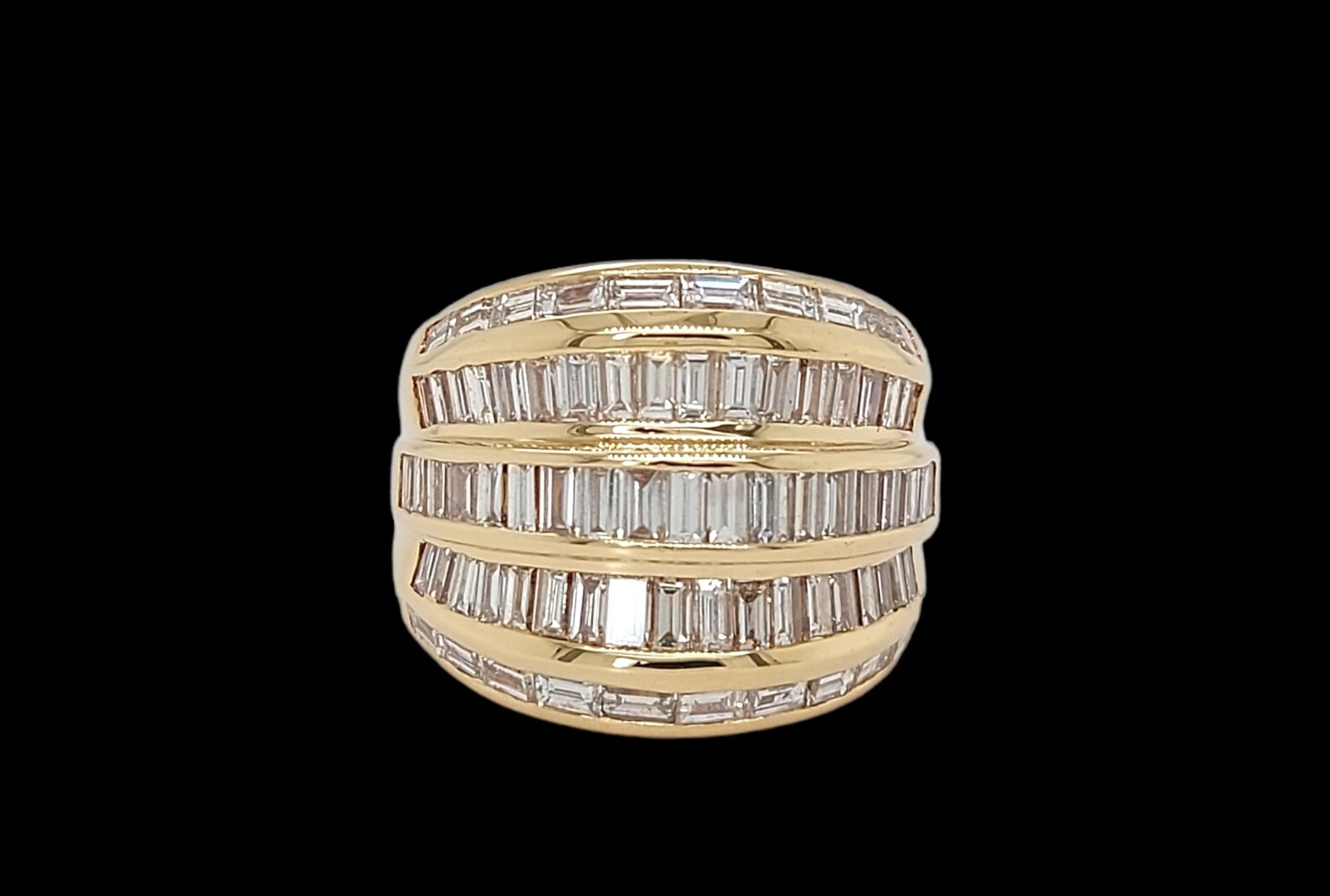 Gorgeous 18kt Yellow gold Ring with 4ct Baguette Cut Diamonds, Estate His Majesty The Sultan Of Oman Qaboos Bin Said

Can be added to Item  LU1752218845402 or Item LU1752218608042

Diamonds: baguette cut diamonds approx. 4.5 ct. in total

Material: