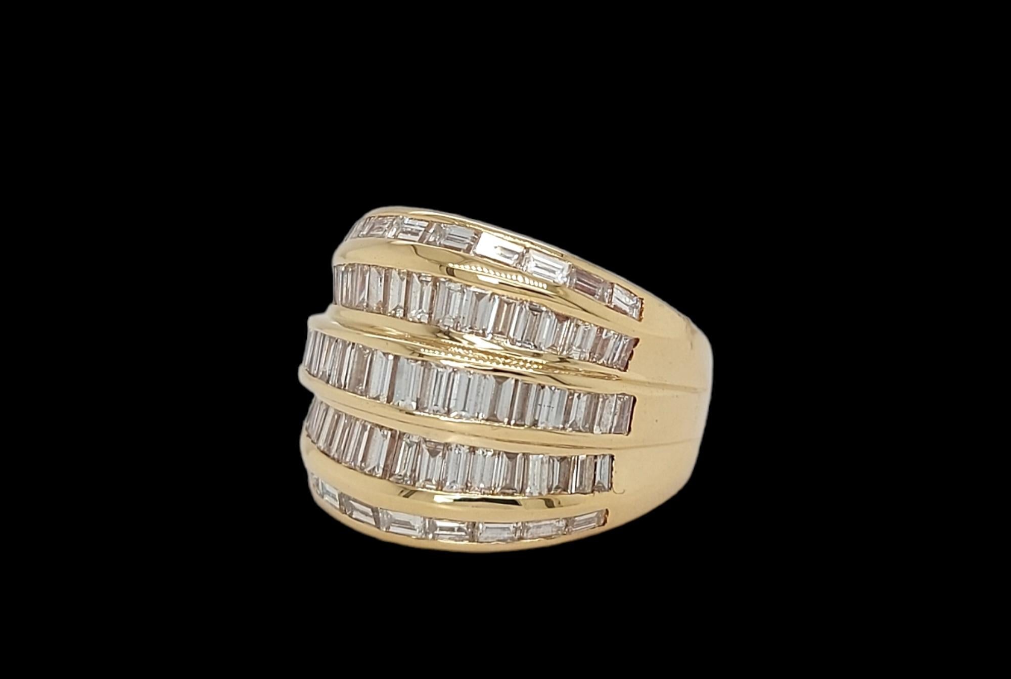 Ring aus 18 Karat Gelbgold mit 4,5 Karat. Diamanten im Baguetteschliff, Anwesen Sultan Oman (Kunsthandwerker*in) im Angebot
