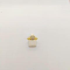 18 Karat Yellow Gold Ring with .55 Carat Princess Cut and Round Diamonds
