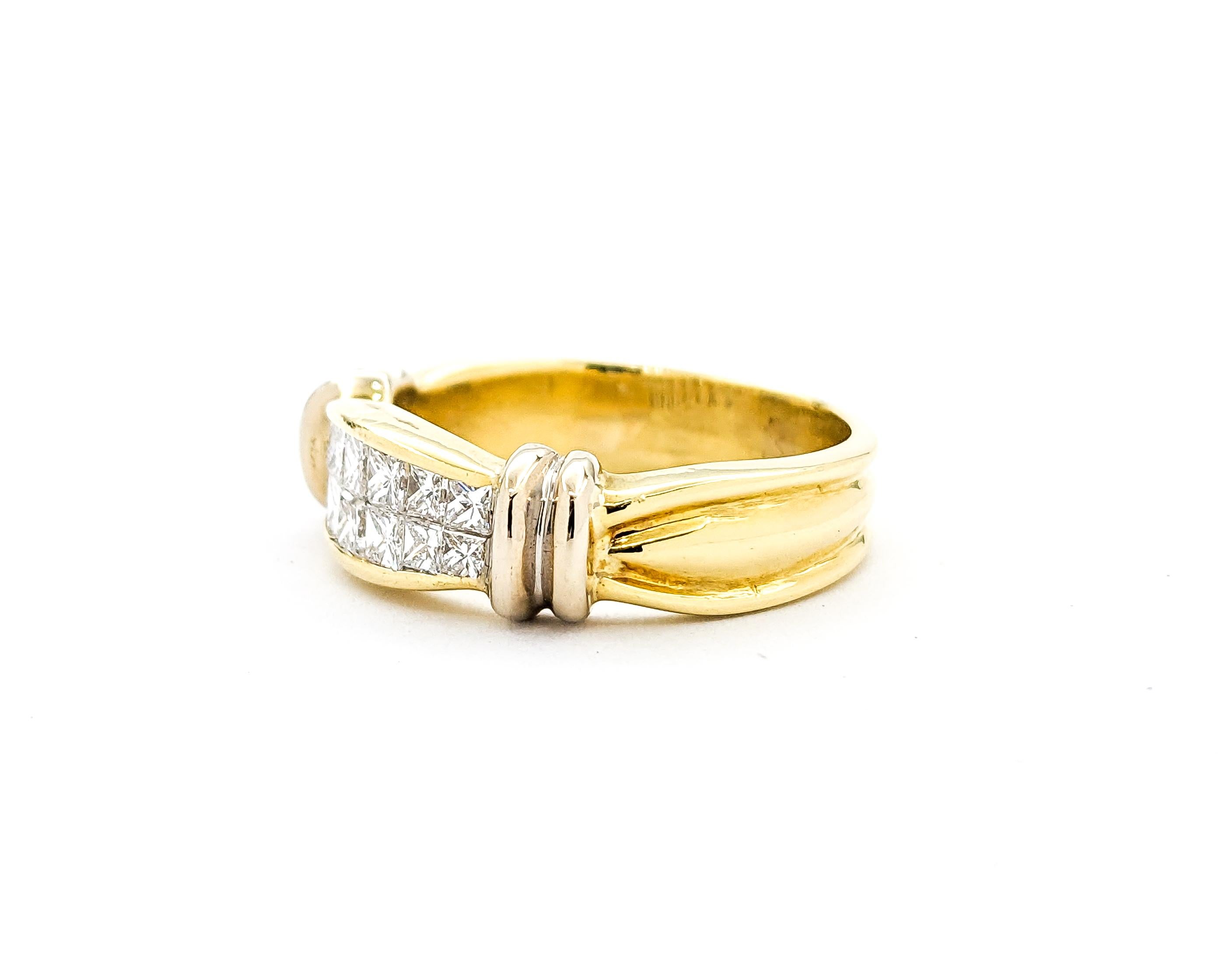 18kt Yellow Gold Ring With Invisible Set Diamonds For Sale 4
