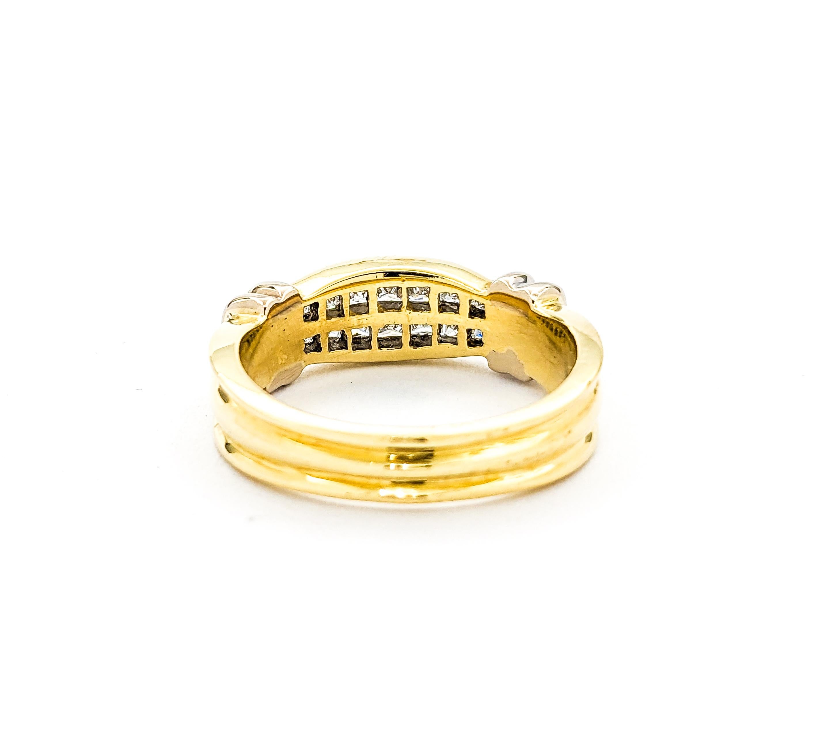 18kt Yellow Gold Ring With Invisible Set Diamonds For Sale 3