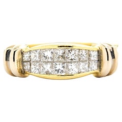 18kt Gelbgold Ring mit unsichtbar gefassten Diamanten