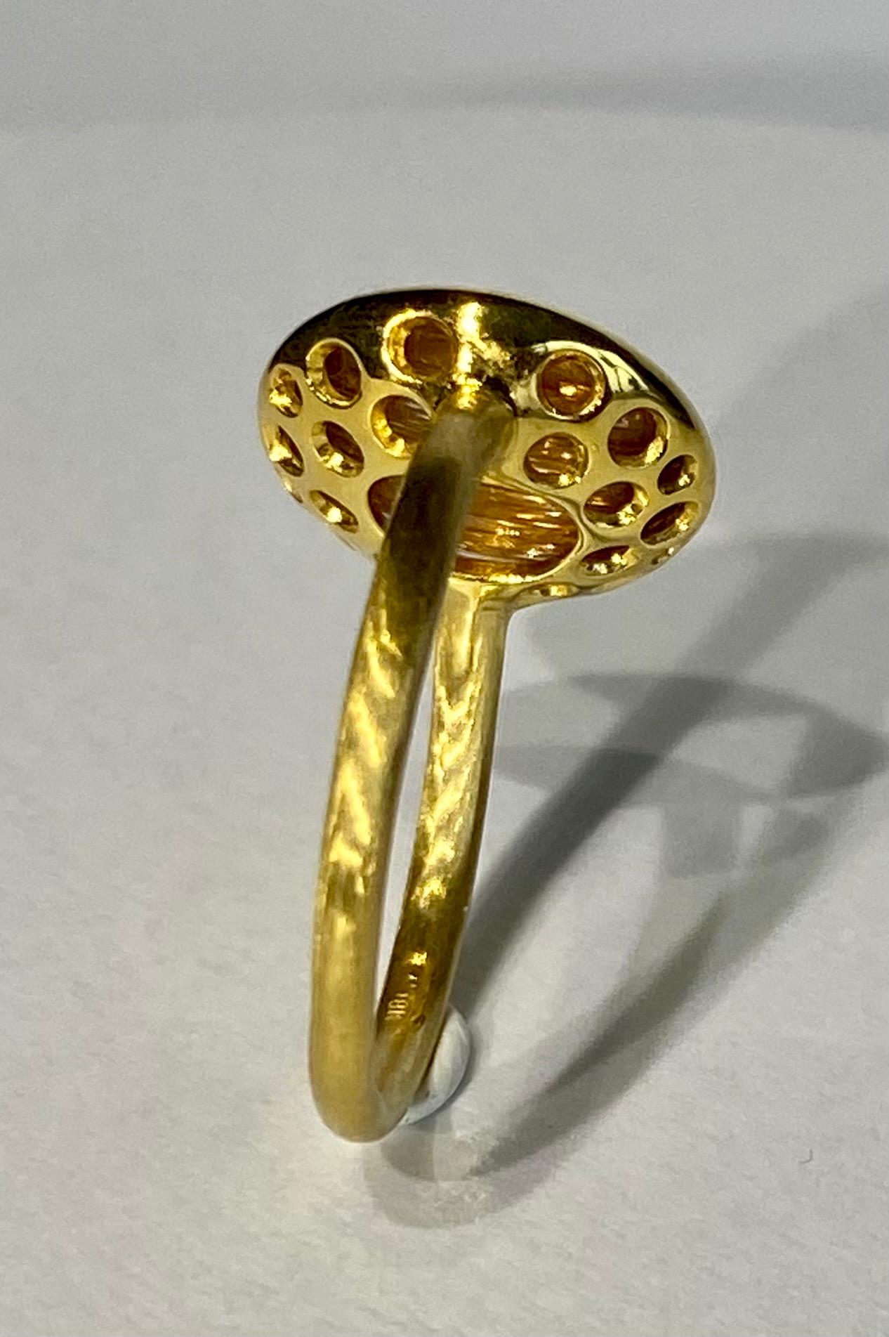 brushed gold rutilated quartz cabochon ring