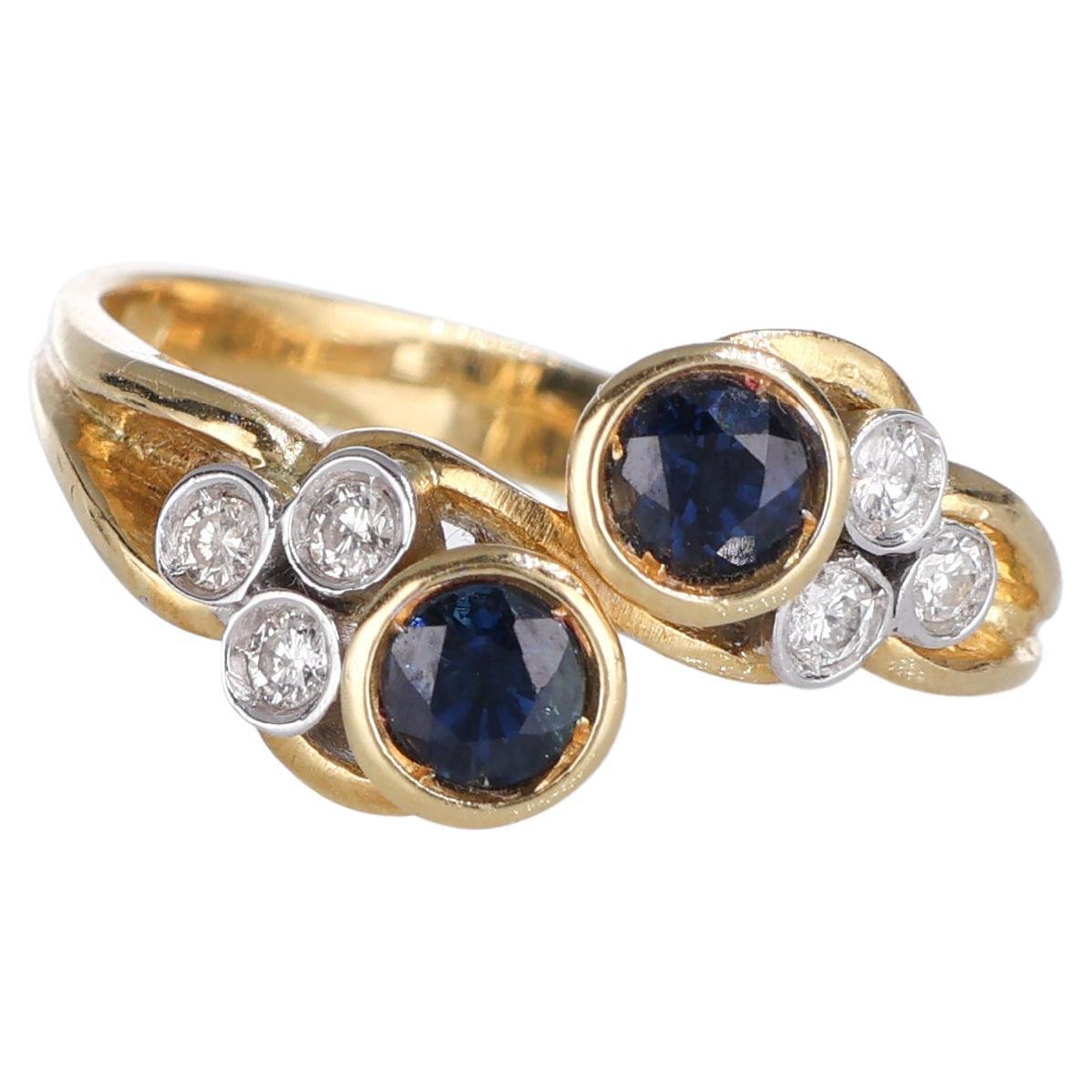 18kt Yellow Gold Ring with Sapphires and Diamonds