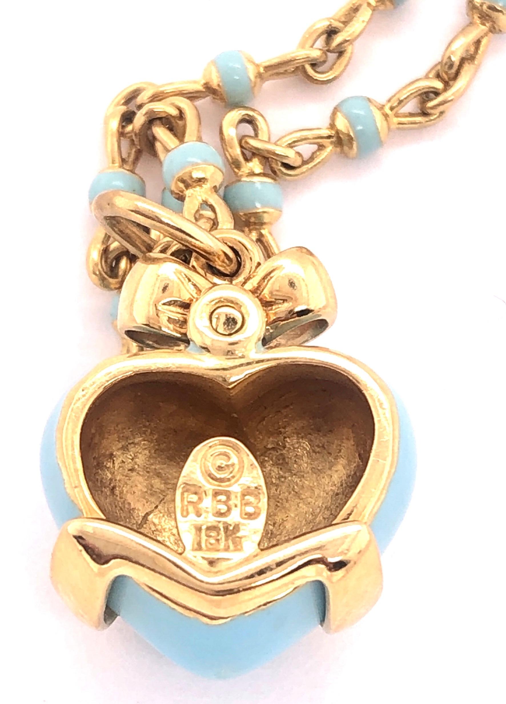 18 Karat Gold Robert Bielka Neckalce with Enamel Heart Pendant with Diamond For Sale 1