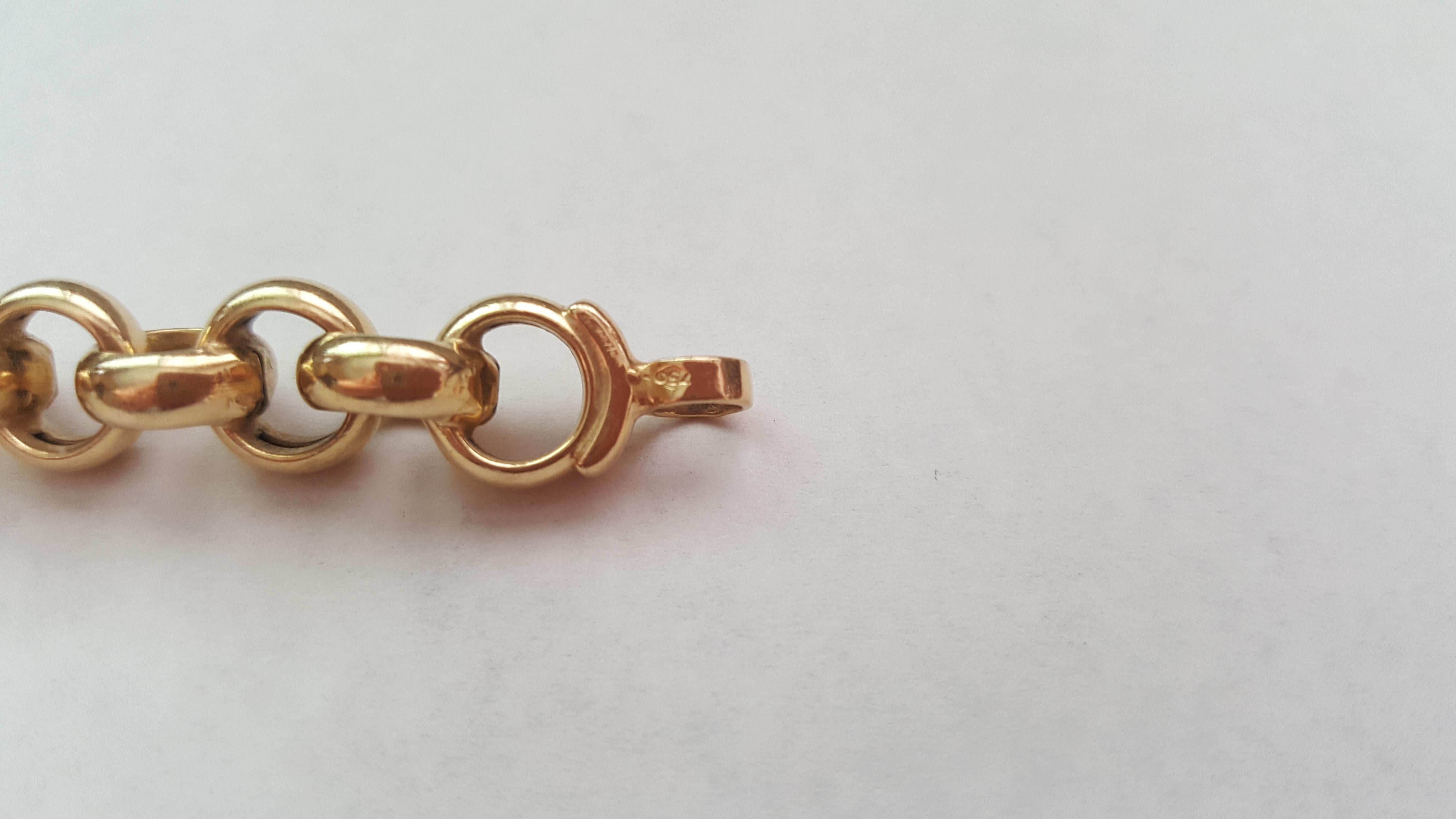 Modern 18 Karat Yellow Gold Rolo Link Bracelet, Lobster Clasp, 25.7g, 8.25 Length