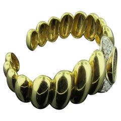 18 Karat Yellow Gold Roman Coin and Diamond Cuff Bracelet