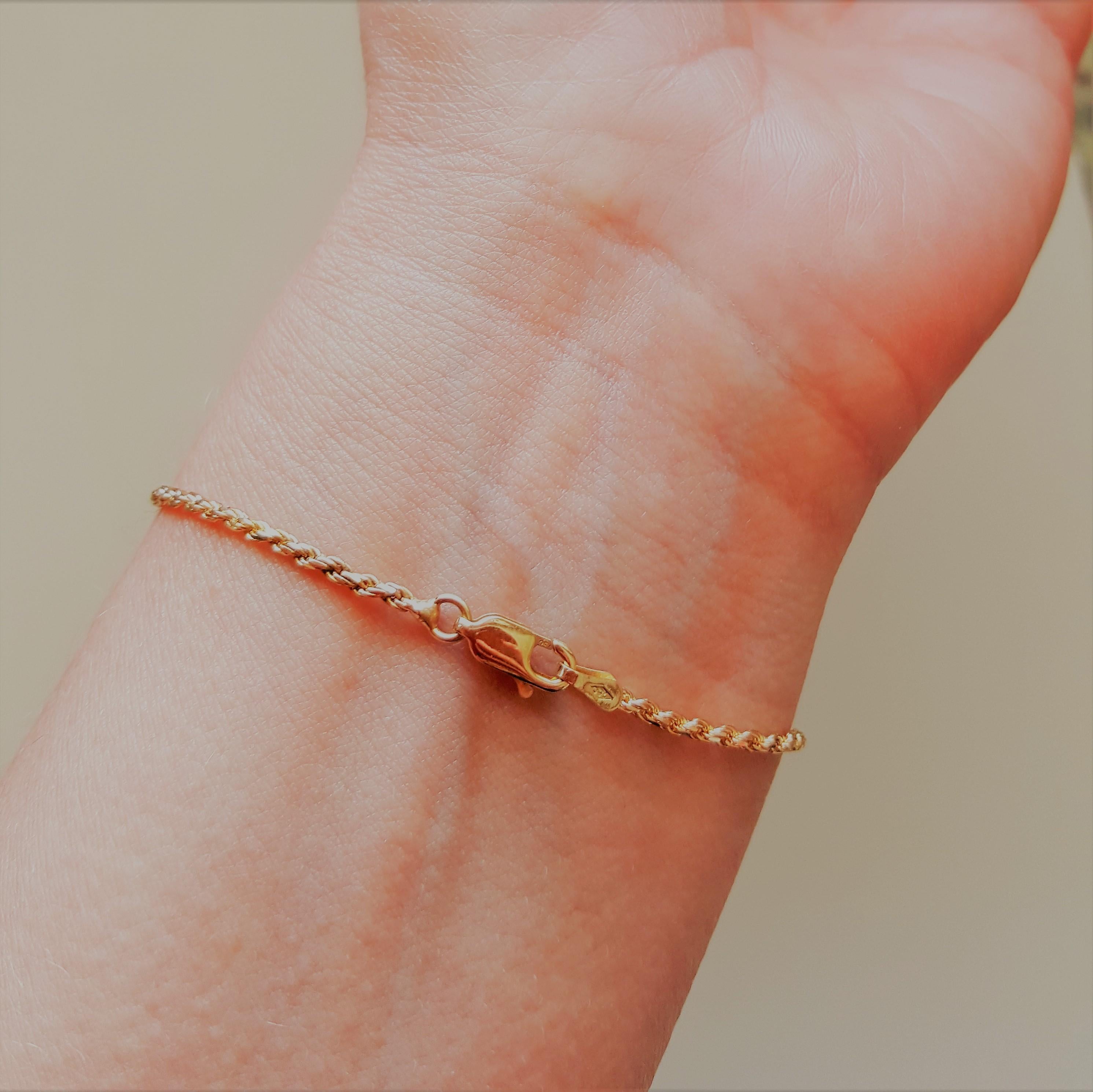 Modern 18kt Yellow Gold Rope Chain Bracelet, 3.8 Grams