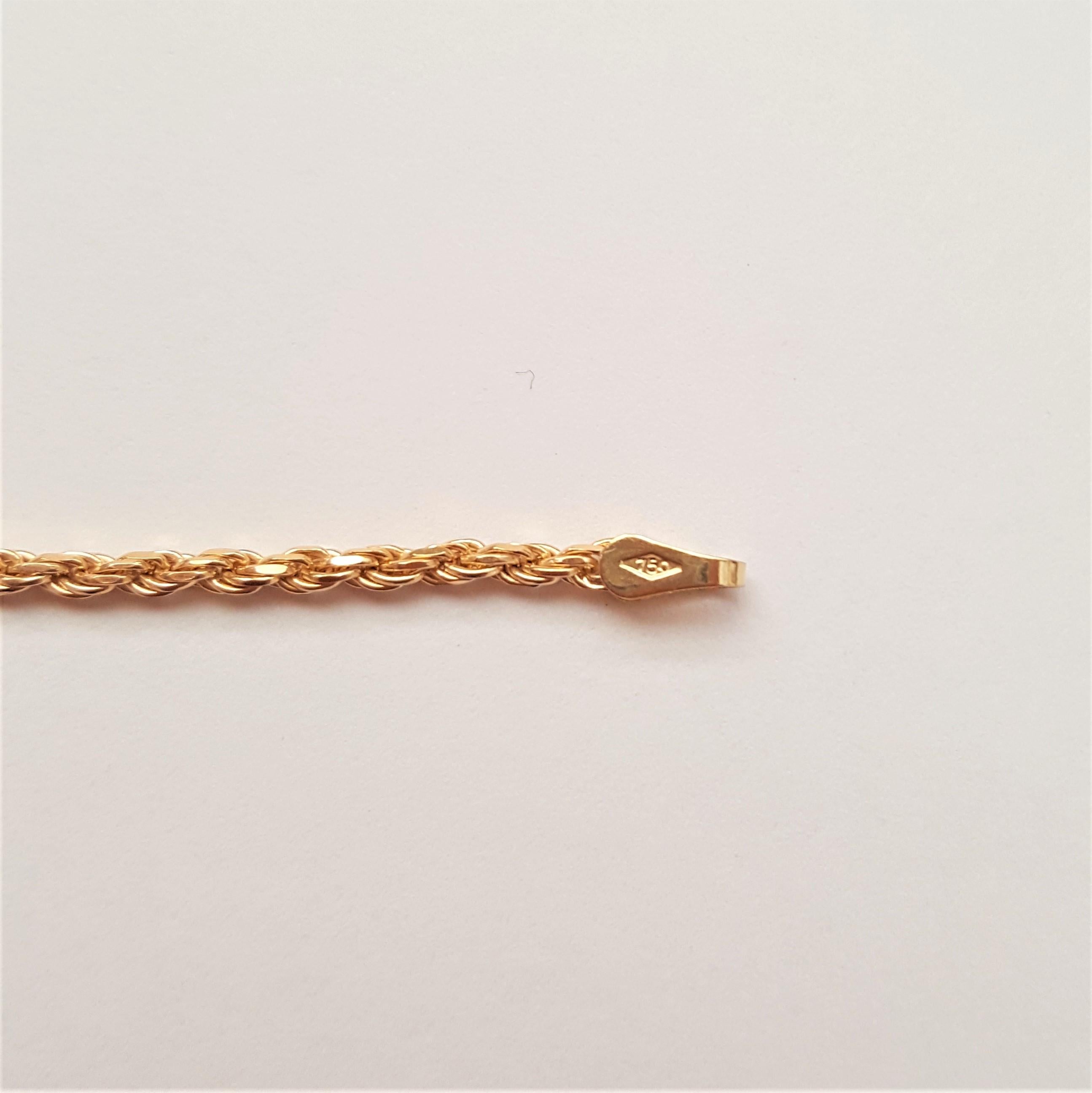 18kt Yellow Gold Rope Chain Bracelet, 3.8 Grams In Excellent Condition In Rancho Santa Fe, CA