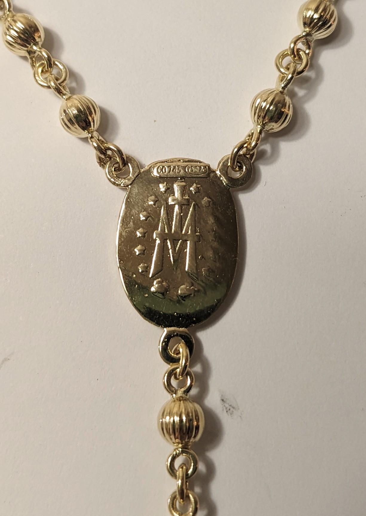 18 karat gold rosary necklace