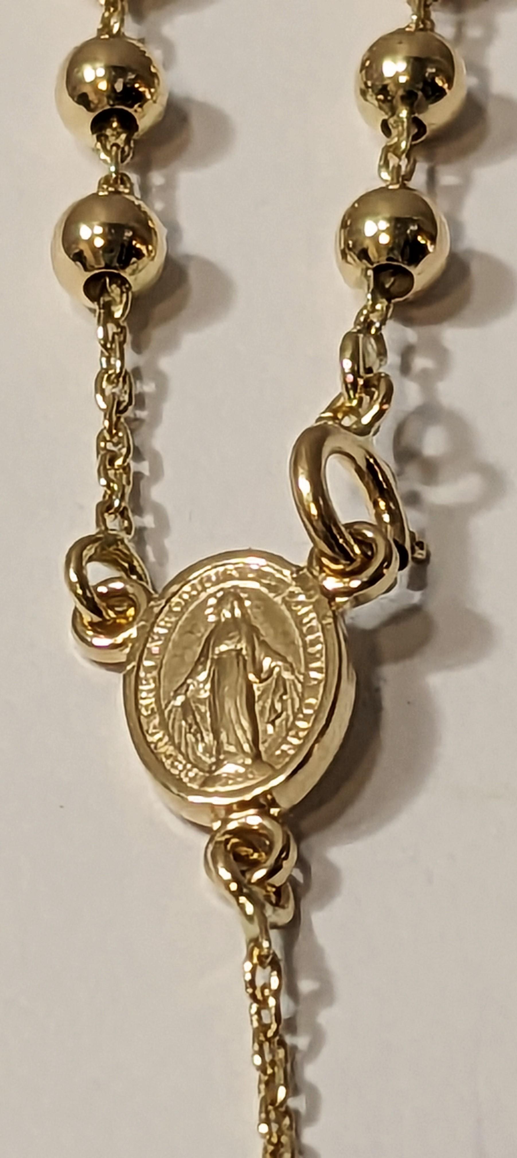 18kt Yellow Gold Rosary Necklace For Sale 1