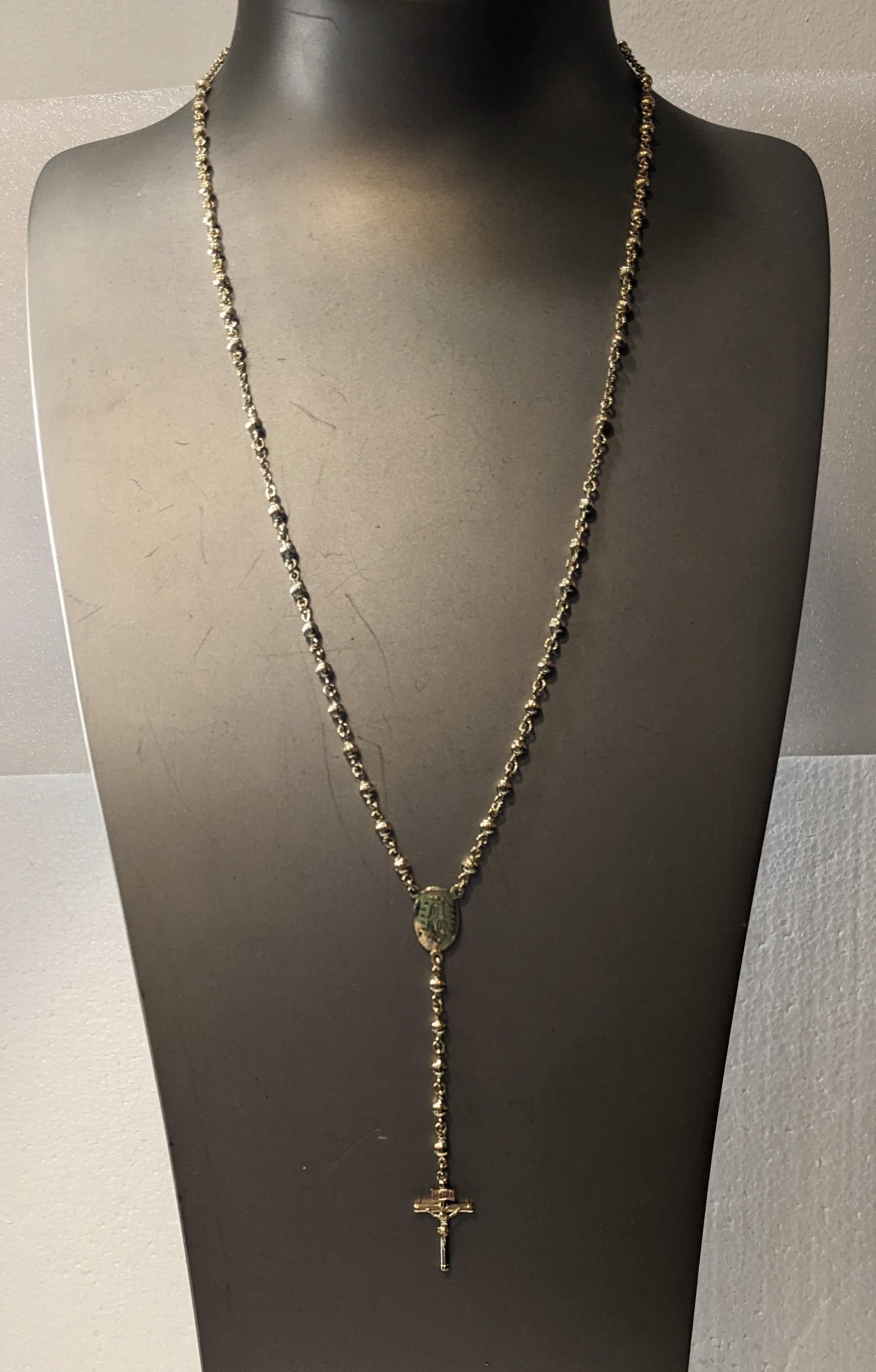 Women's or Men's 18kt Yellow Gold Rosary Necklace For Sale