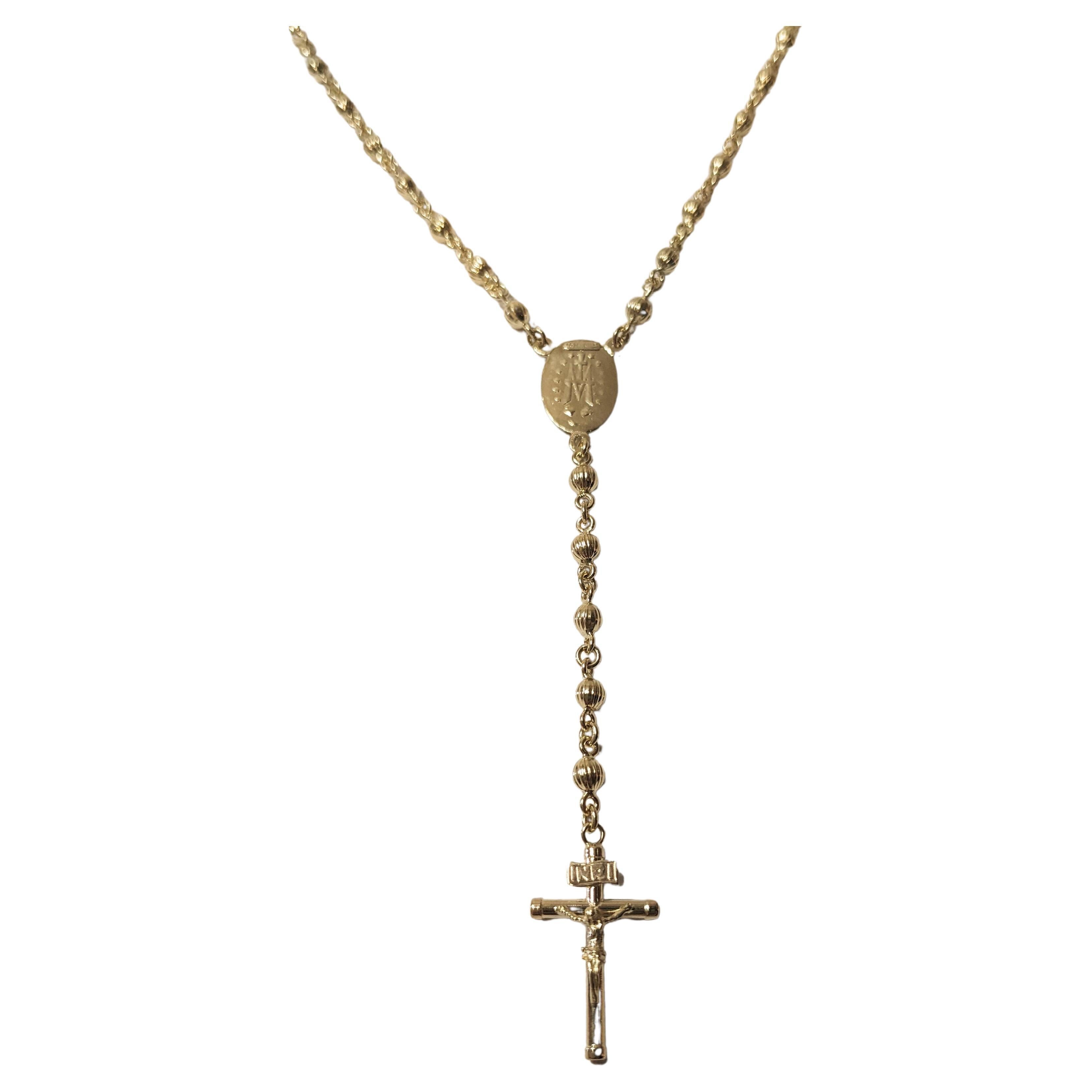 Vintage Tri-Color Diamond Cut Cross Rosary Necklace 10K Gold– DMK