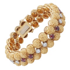 Oscar Heyman 18kt Yellow Gold, Ruby and Diamond Bracelet