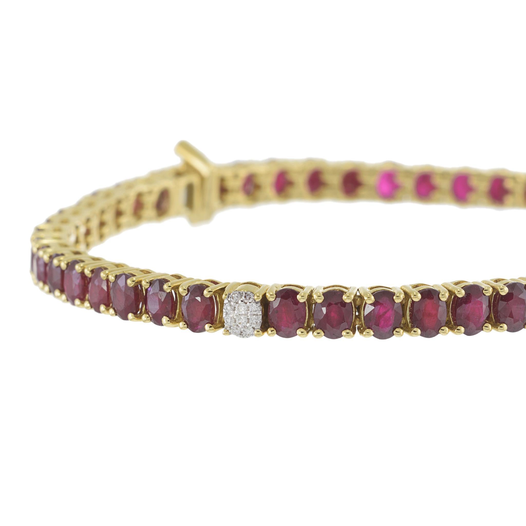 18KT Yellow Gold Ruby and Diamond Bracelet In New Condition For Sale In New York, NY