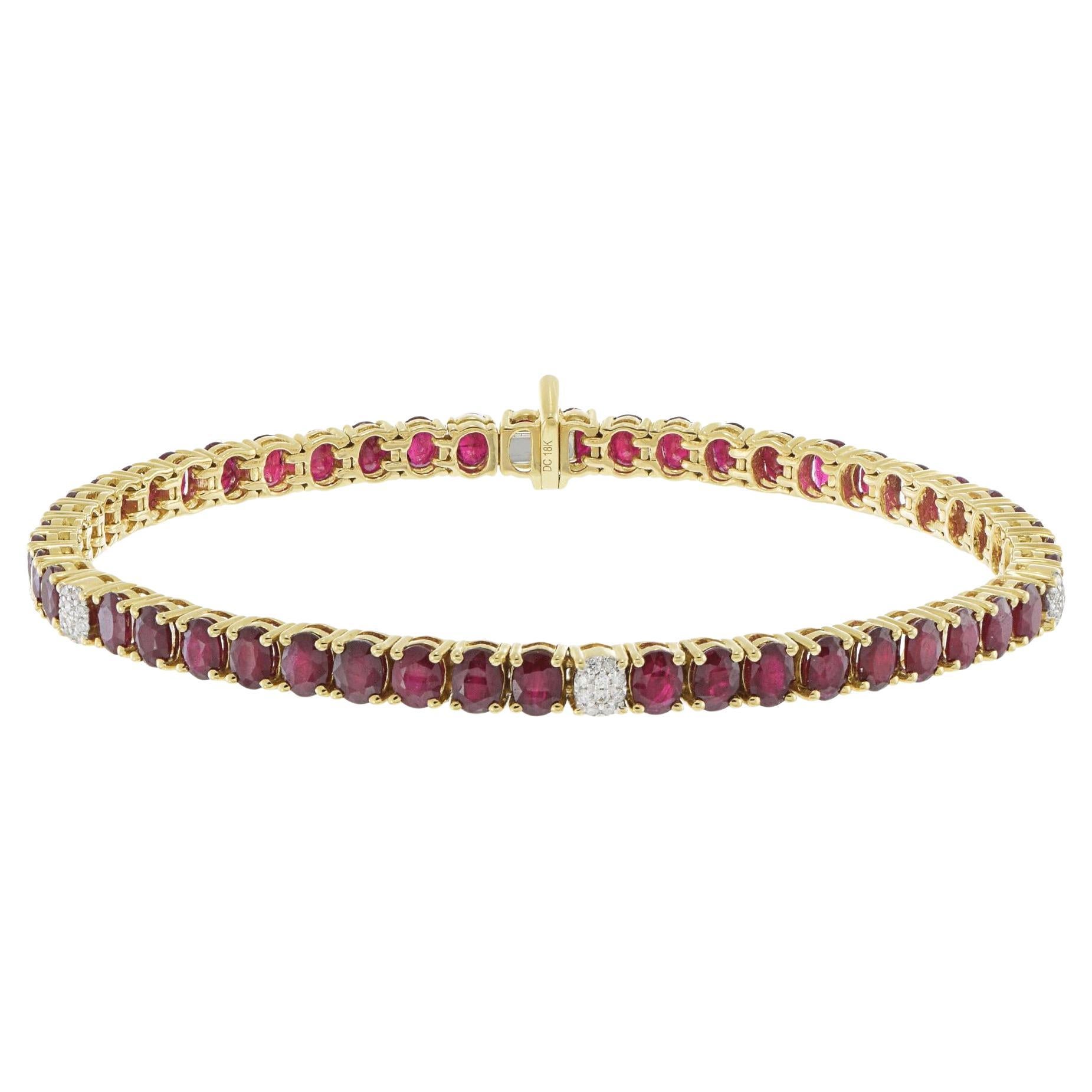 18KT Yellow Gold Ruby and Diamond Bracelet