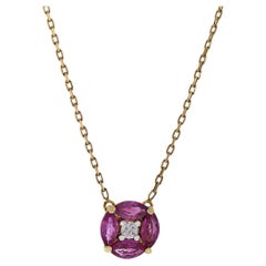 18KT Yellow Gold Ruby and Diamond Necklace