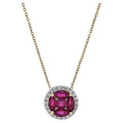 18KT Yellow Gold Ruby and Diamond Necklace