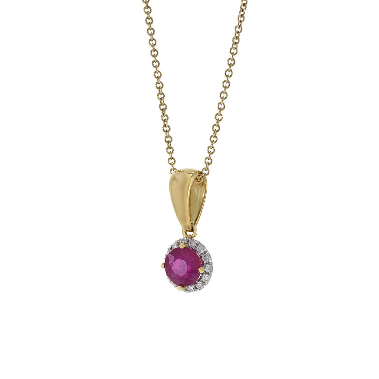 Colgante de oro amarillo de 18 quilates con rubí y diamantes Moderno
