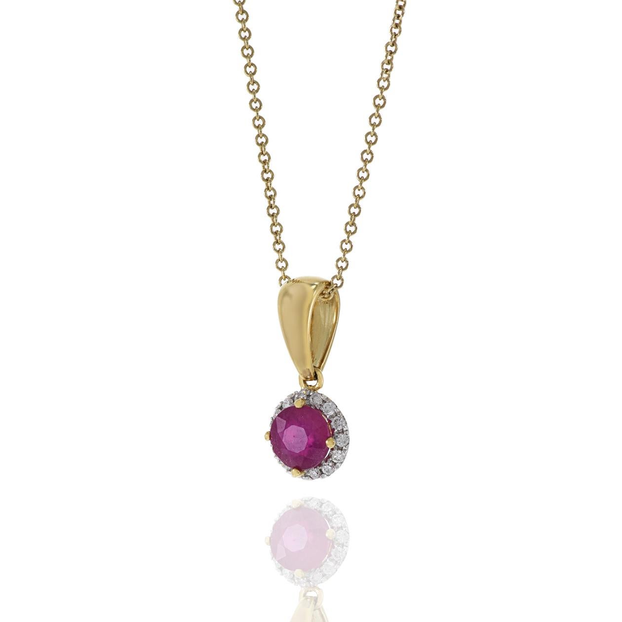 Colgante de oro amarillo de 18 quilates con rubí y diamantes en Nuevo Estado en New York, NY