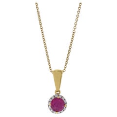 18KT Gelbgold Rubin- und Diamant-Anhänger