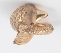 18 Karat Yellow Gold Ruby Dolphin Ring