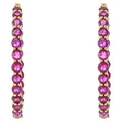 18KT Gelbgold Rubin-Creolen-Ohrringe