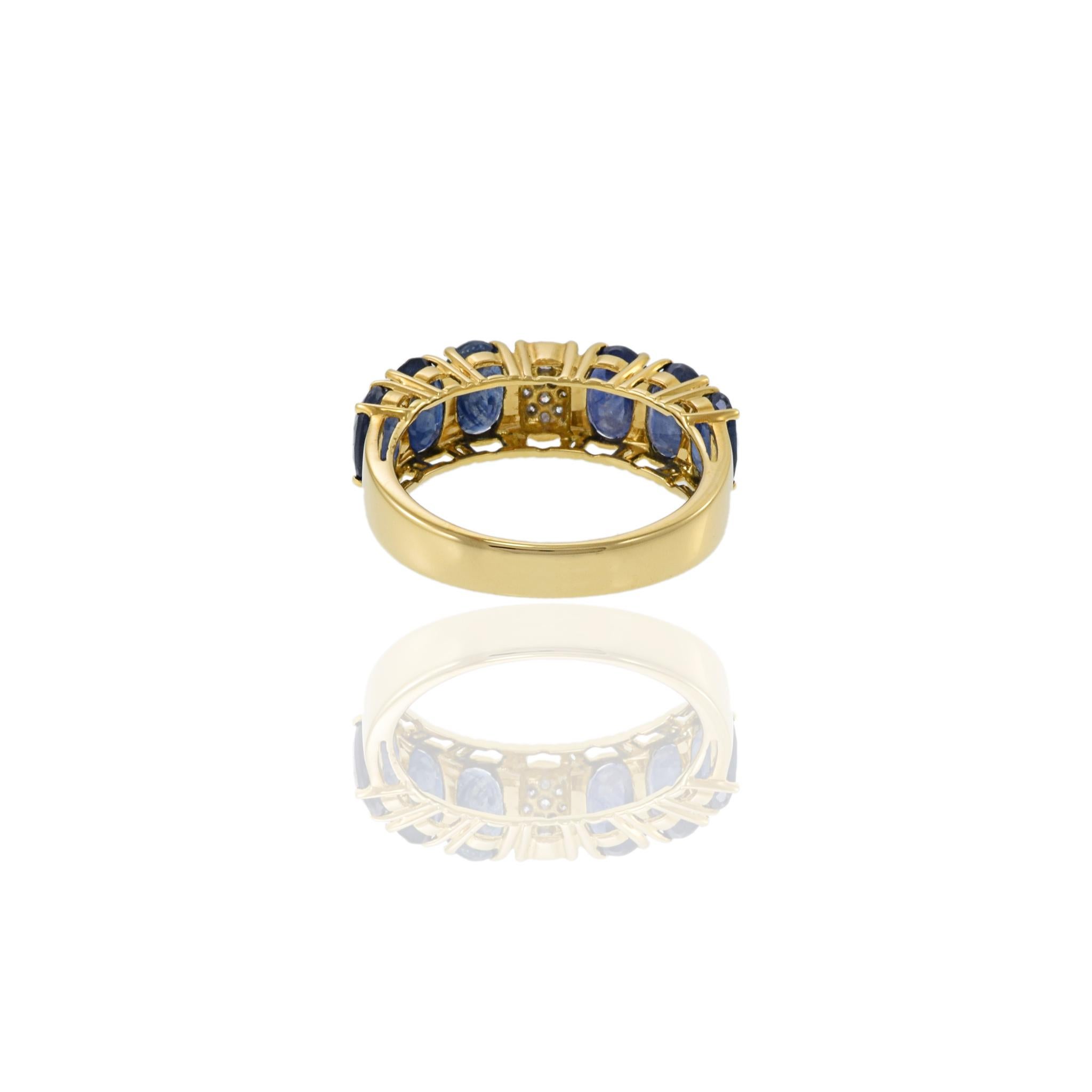 18KT Yellow Gold Sapphire And Diamond Ring For Sale 4