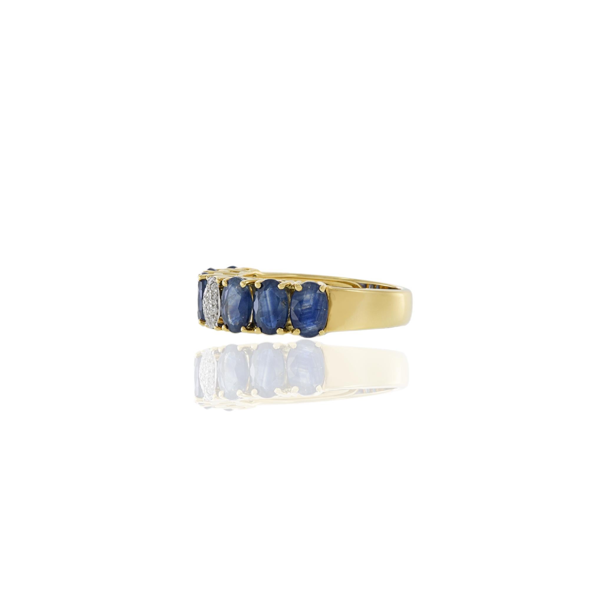 Oval Cut 18KT Yellow Gold Sapphire And Diamond Ring For Sale