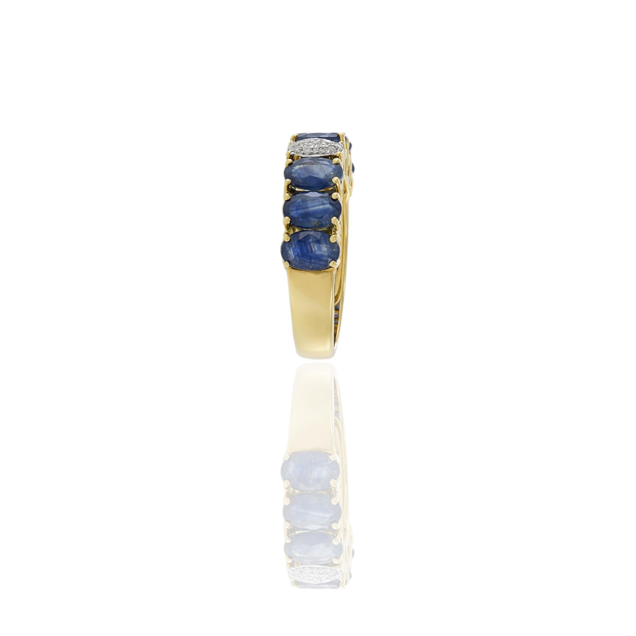 18KT Yellow Gold Sapphire And Diamond Ring For Sale 2