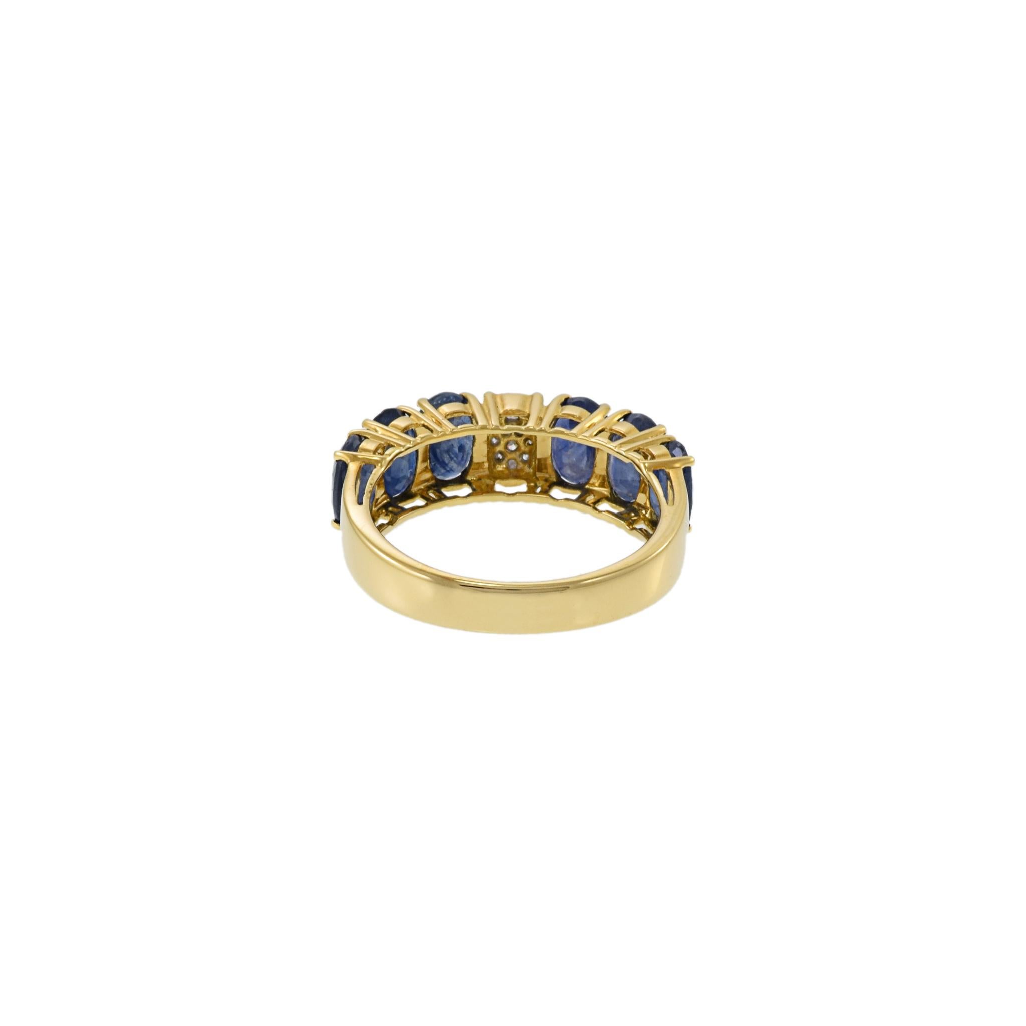 18KT Yellow Gold Sapphire And Diamond Ring For Sale 3