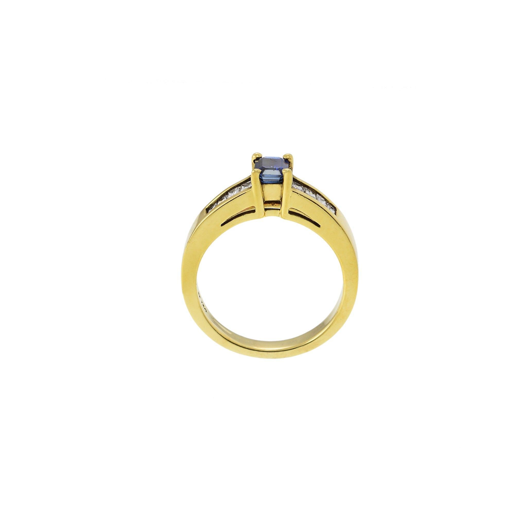 De las mujeres Anillo de oro amarillo de 18 quilates con zafiro y diamante talla Tycoon en venta