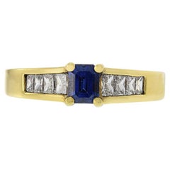 Bague en or jaune 18KT avec saphir et diamant de taille Tycoon