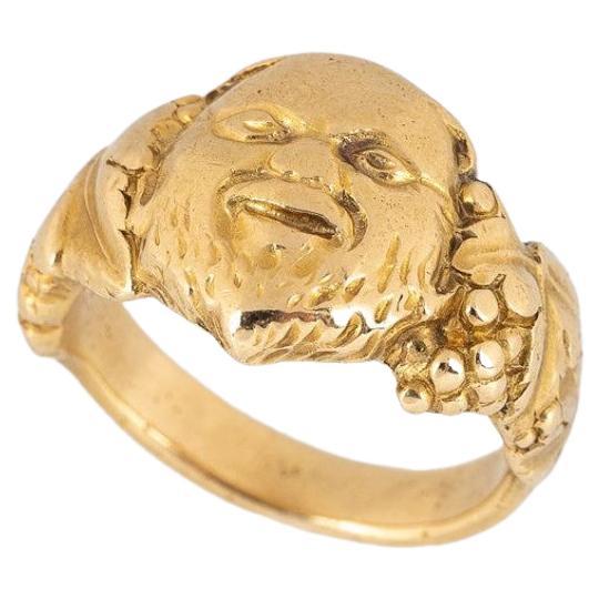 18 Karat Yellow Gold Bacchus Ring by Edouard Aimé Arnould, circa 1900 For Sale